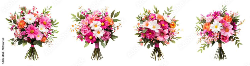 Fototapeta premium Vibrant floral bouquets in various arrangements