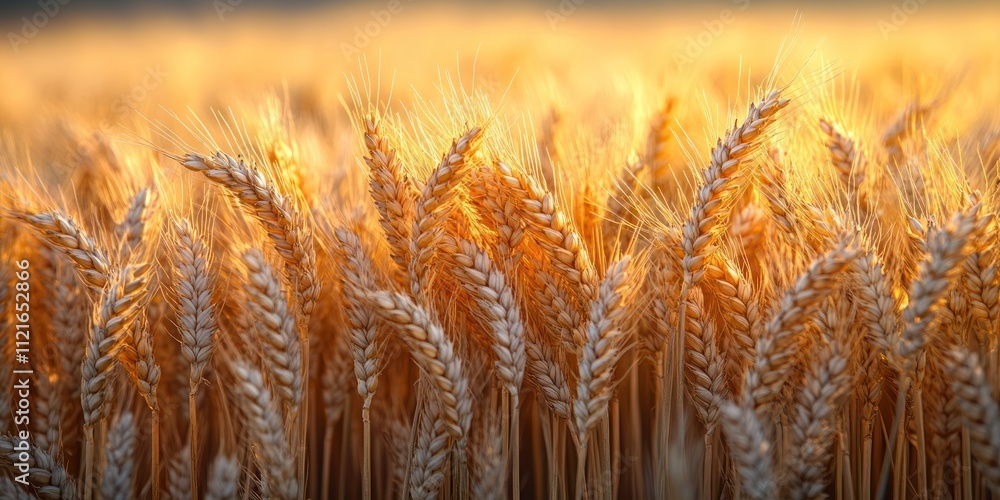 Fototapeta premium Close-up of Ripe Wheat Stalks in a Golden Field