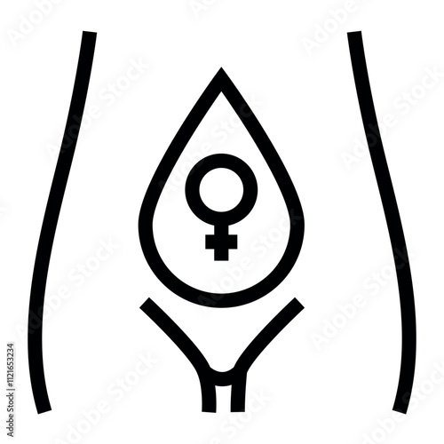 Menstruation cycle line black icon. Vector isolated button.