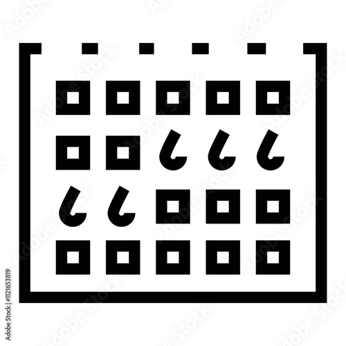 Menstrual calendar line black icon. Vector isolated button.