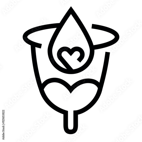 Menstrual cup line black icon. Vector isolated button.
