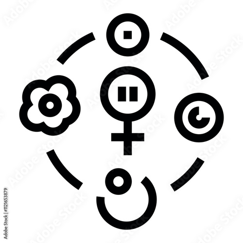 Menstrual cycle line black icon. Vector isolated button.