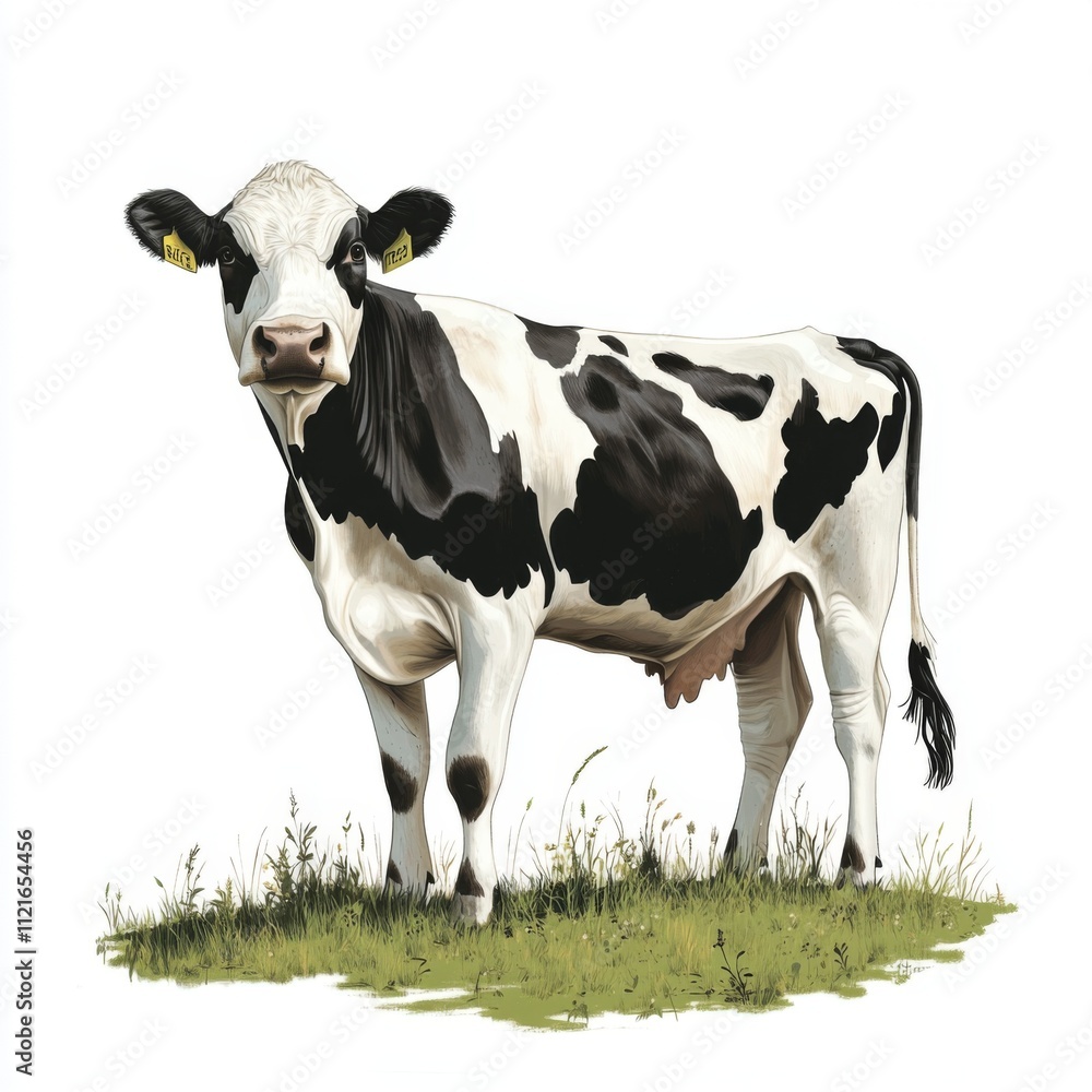 Holstein Cow Farm Animal Dairy Cattle Agriculture White Background Holstein Cow Farm Animal Dairy Cattle Agriculture White Background