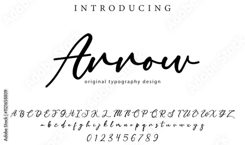 Arrow Font Stylish brush painted an uppercase vector letters, alphabet, typeface