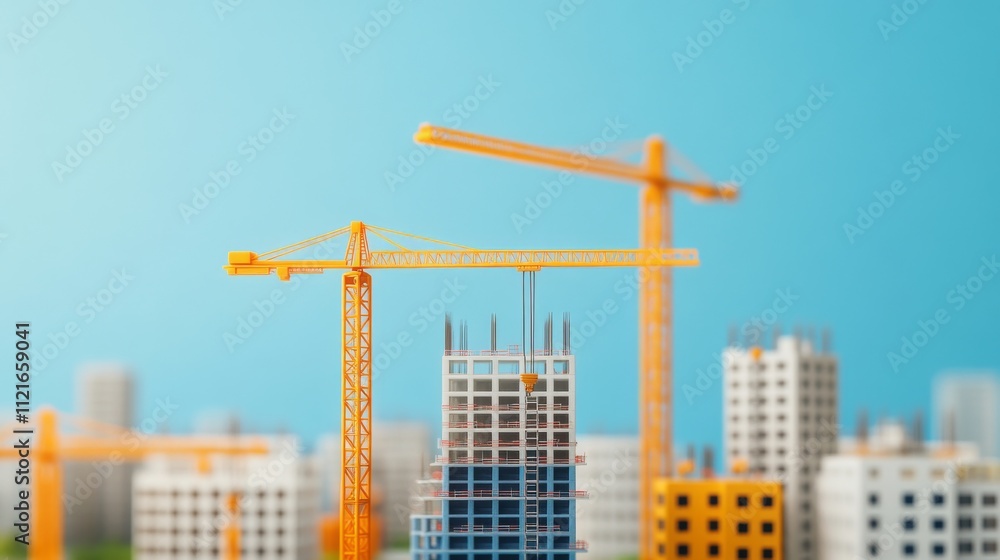 Urban Development with Construction Cranes and Buildings Urban Development with Construction Cranes and Buildings