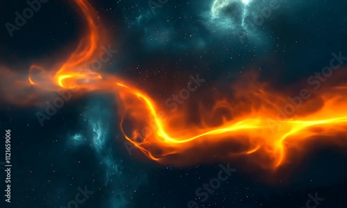 Wallpaper Mural A vibrant cosmic scene depicting fiery orange and yellow formations against a backdrop of deep blue and black space, illustrating the beauty and mystery of the universe. Torontodigital.ca