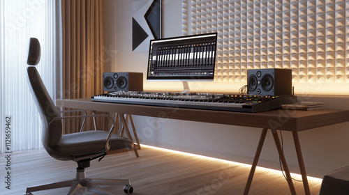 Music Creation in Modern Professional Studio Workspace