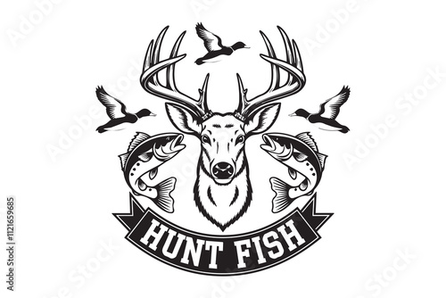 Hunt and Fish A Tribute to the Outdoors VECTOR