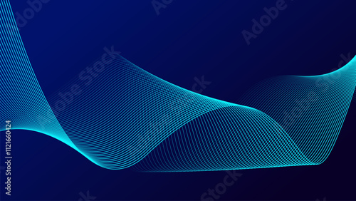 Abstract dark blue background with shiny flowing lines. Futuristic technology concept.