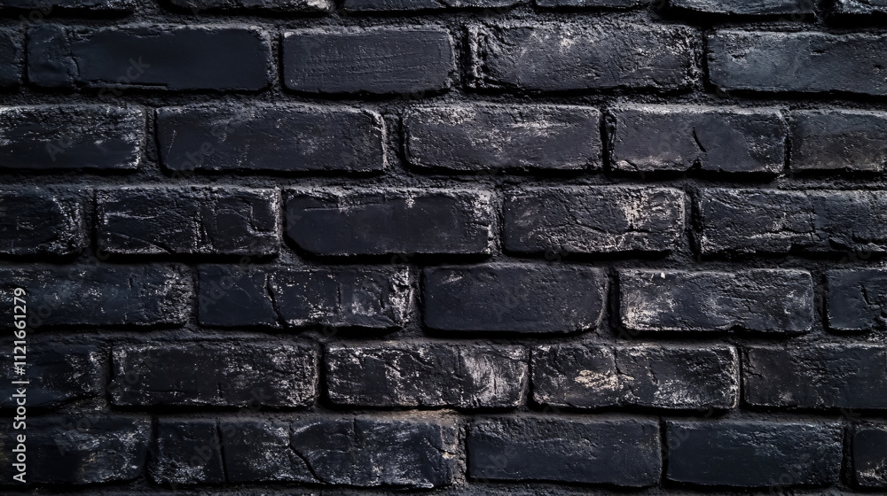 Fototapeta premium A black brick wall used as a background.