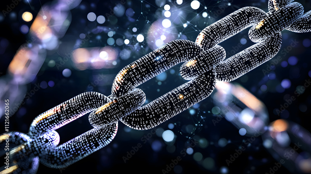 Digital chain symbolizing blockchain technology Digital chain symbolizing blockchain technology