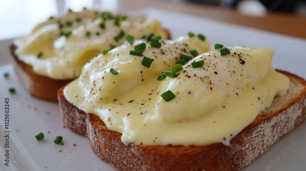 Delicious Eggs Benedict on Toasted Bread Delicious Eggs Benedict on Toasted Bread
