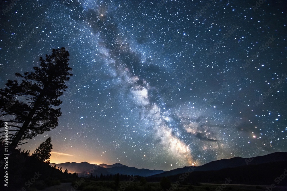Fototapeta premium A breathtaking night sky filled with a multitude of sparkling stars that seem to stretch on forever in every direction, vast, astronomical objects, space