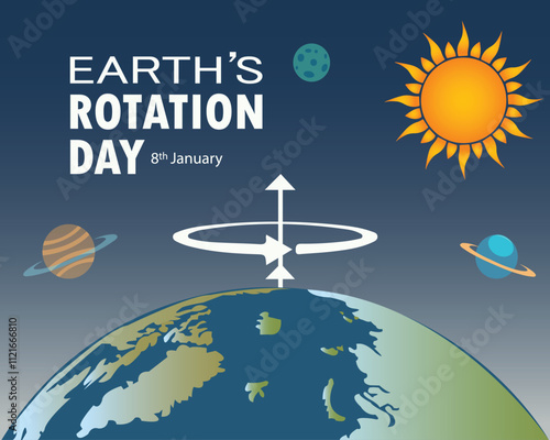 Banner design with a beautiful art and illustration about Earth's rotation day.