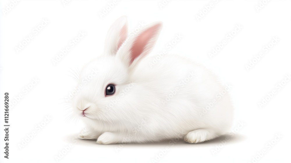 A realistic and highly detailed single bunny icon on a pure white background, featuring soft fur texture, floppy ears, and a cute, serene expression A realistic and highly detailed single bunny icon on a pure white background, featuring soft fur texture, floppy ears, and a cute, serene expression
