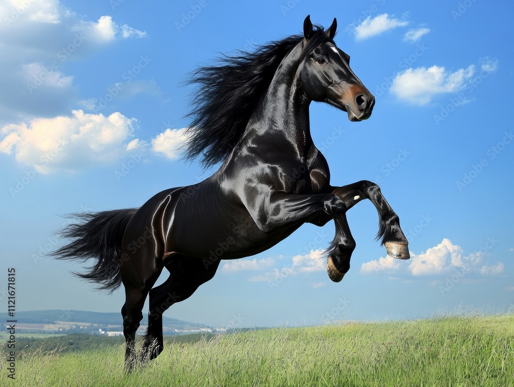 Black Horse Leaping in a Field Black Horse Leaping in a Field