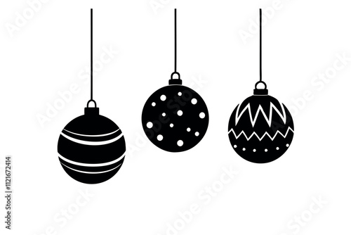    Christmas different baubles vector illustration. 
