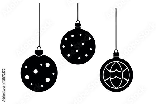    Christmas different baubles vector illustration. 
