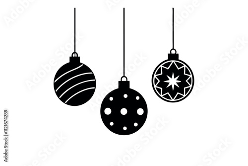    Christmas different baubles vector illustration. 
