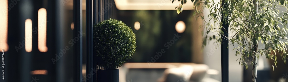 Obraz premium Peaceful Urban Oasis: Serene Greenery and Cozy Ambiance