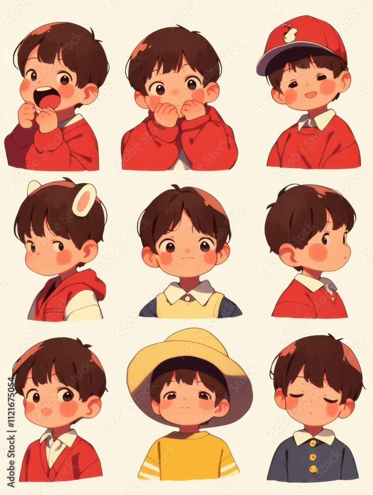 Bold Line Little Boy Icons: Flat Cartoon Characters for Children's Books Bold Line Little Boy Icons: Flat Cartoon Characters for Children's Books