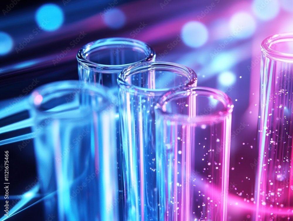 Closeup of Test Tubes with Glowing Liquid Closeup of Test Tubes with Glowing Liquid