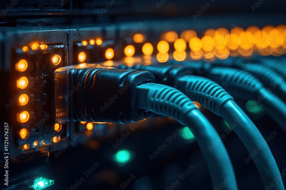Network Server with Cables Connected