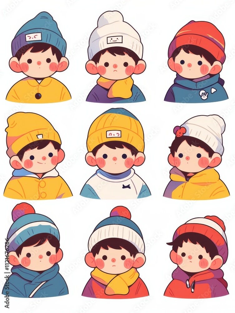 Bold Line Little Boy Icons: Flat Cartoon Characters for Children's Books Bold Line Little Boy Icons: Flat Cartoon Characters for Children's Books