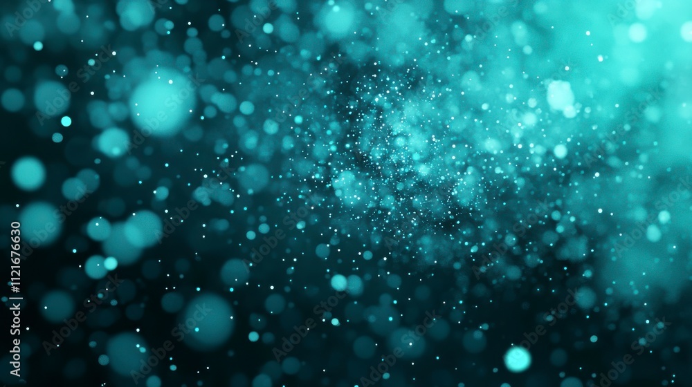 Abstract visualization of a deep teal cosmic space with shimmering particles resembling stars and glowing orbs against a dark backdrop for artistic backgrounds Abstract visualization of a deep teal cosmic space with shimmering particles resembling stars and glowing orbs against a dark backdrop for artistic backgrounds