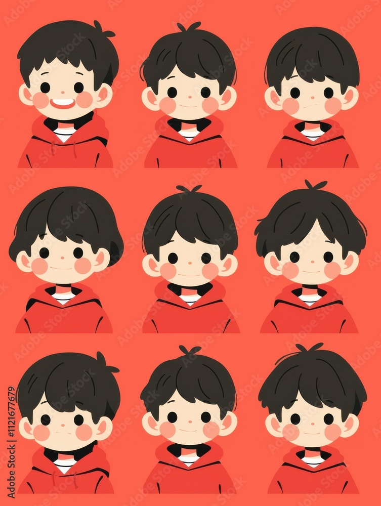 Bold Line Little Boy Icons: Flat Cartoon Characters for Children's Books Bold Line Little Boy Icons: Flat Cartoon Characters for Children's Books