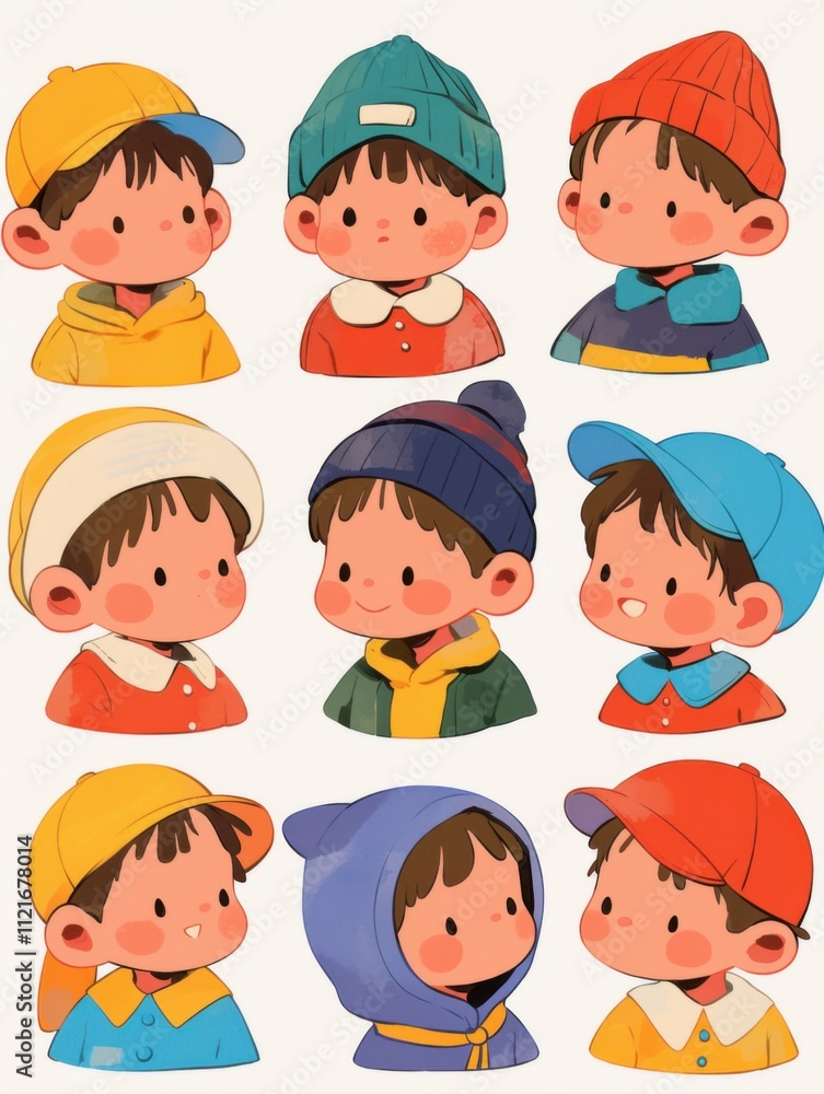 Bold Line Little Boy Icons: Flat Cartoon Characters for Children's Books Bold Line Little Boy Icons: Flat Cartoon Characters for Children's Books