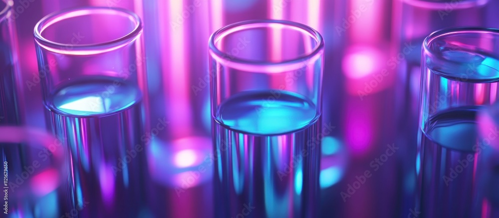 Closeup of Glass Tubes with Bright Purple and Blue Colors Closeup of Glass Tubes with Bright Purple and Blue Colors