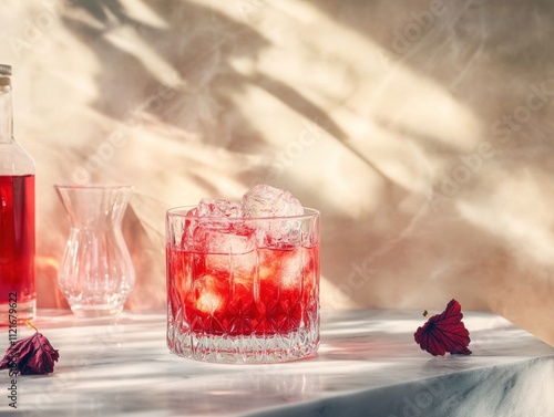 Red Cocktail with Ice photo