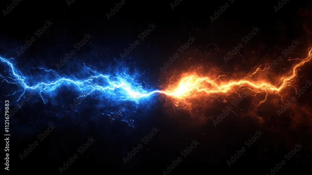Clashing Energies: Blue and Orange Lightning