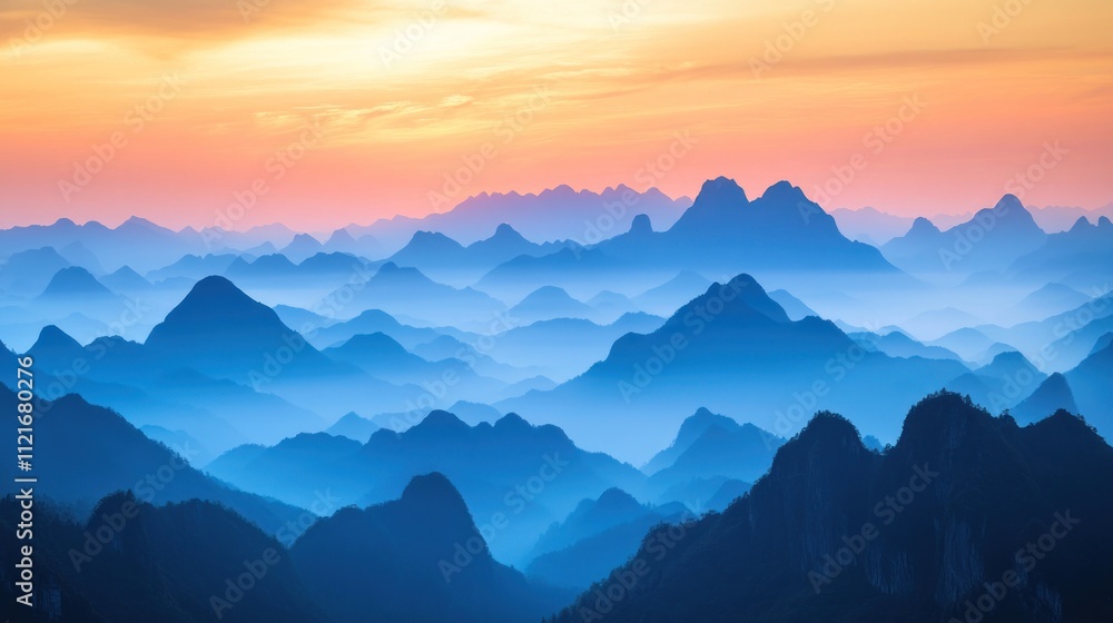 Mountain Range at Sunset Mountain Range at Sunset
