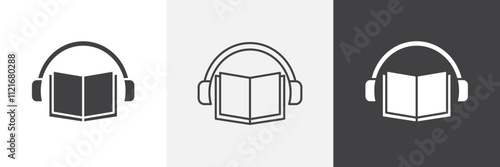 Audiobook icon vector set for ui designs