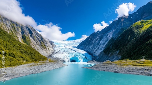 Majestic Glacier with Vibrant Water and Mountains