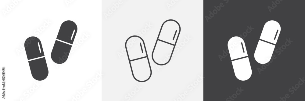 Capsule icon vector set for ui designs Capsule icon vector set for ui designs