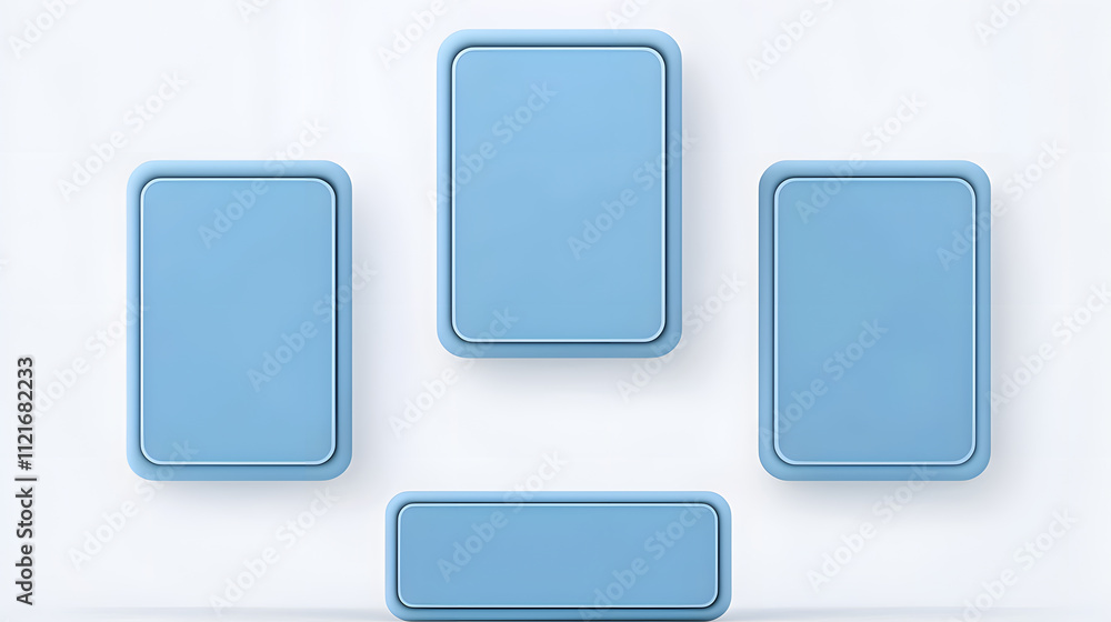 Four blue rectangular shapes on a light background Four blue rectangular shapes on a light background