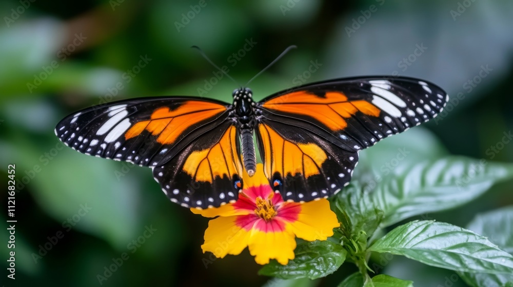 Butterfly Landing on Flower in Nature Scene Butterfly Landing on Flower in Nature Scene