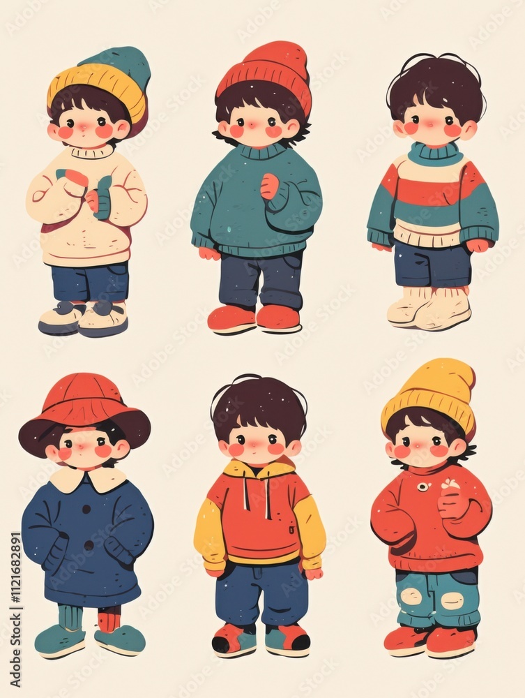 Bold Line Little Boy Icons: Flat Cartoon Characters for Children's Books Bold Line Little Boy Icons: Flat Cartoon Characters for Children's Books