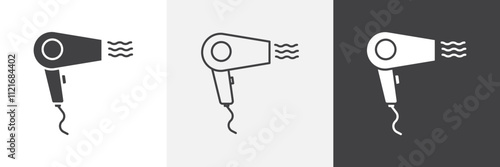 Hair dryer icon vector set for ui designs