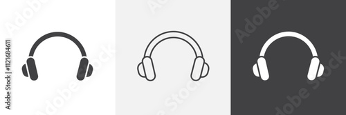 Headphones icon vector set for ui designs