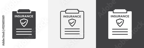Insurance policy icon vector set for ui designs