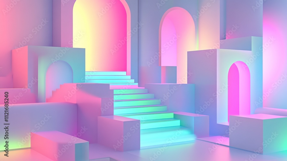 Ethereal Geometric Shapes in Soft Pastel Colors Ethereal Geometric Shapes in Soft Pastel Colors