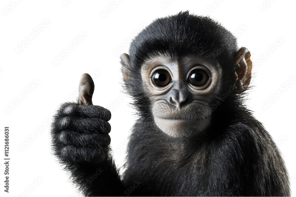 A monkey giving a thumbs-up isolated on a white background. A monkey giving a thumbs-up isolated on a white background.
