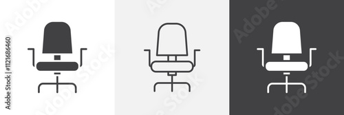 Office chair icon vector set for ui designs