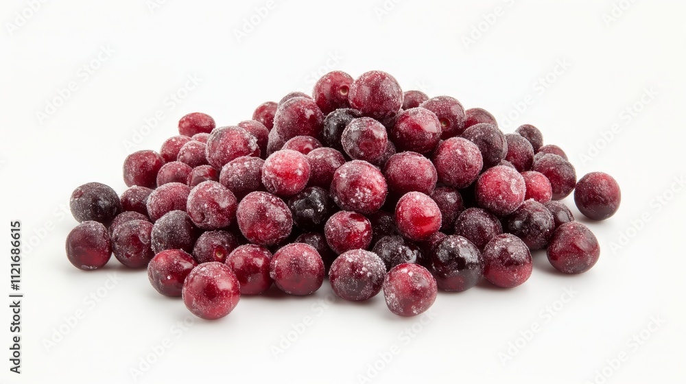 Pile of frozen cherries on white background Pile of frozen cherries on white background