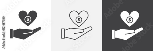 Philanthropy icon vector set for ui designs