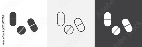 Pills icon vector set for ui designs